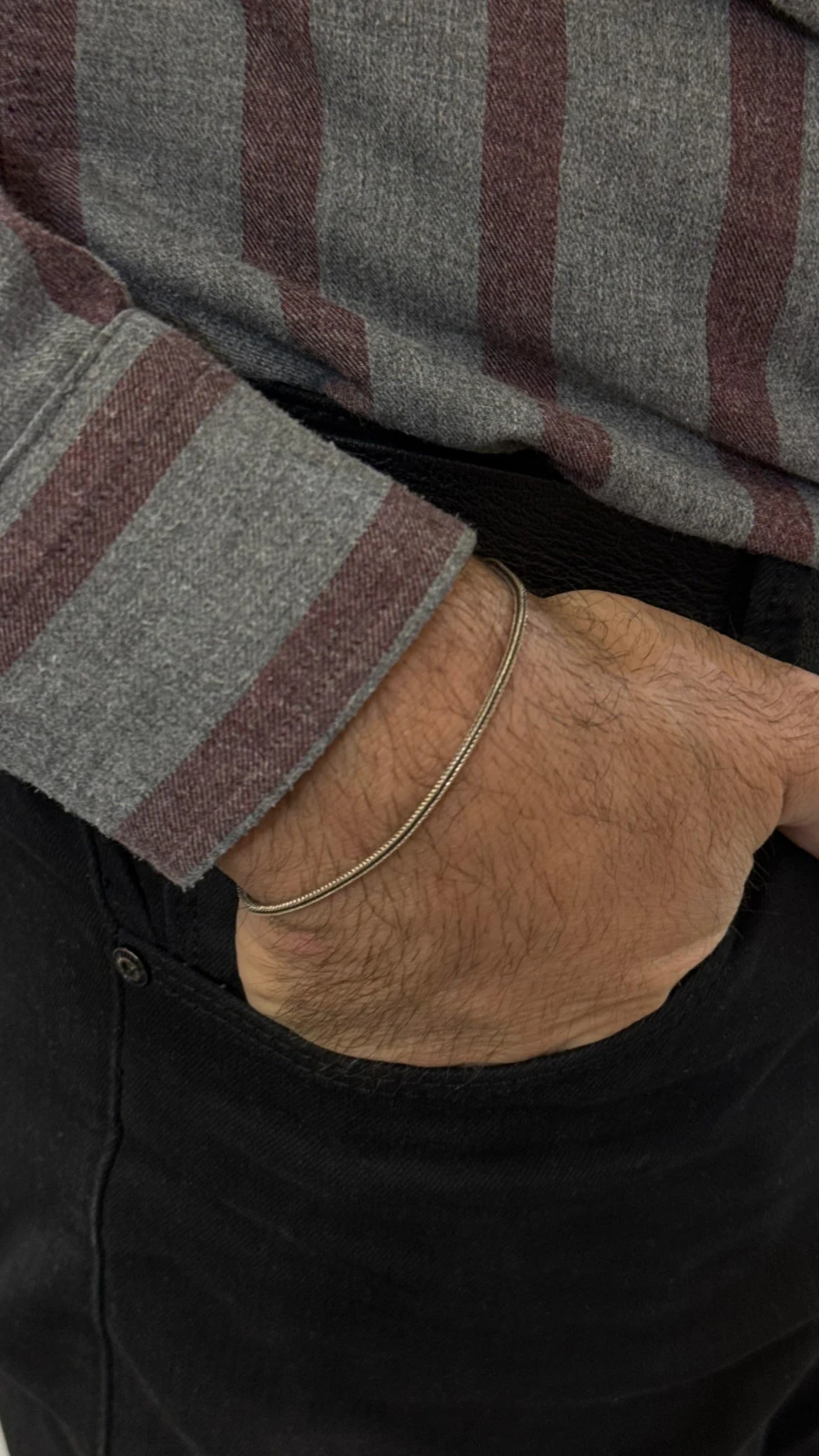 İnce Dokulu Zincir 925 Ayar Gümüş Bileklik — 2. küçük fotoğraf