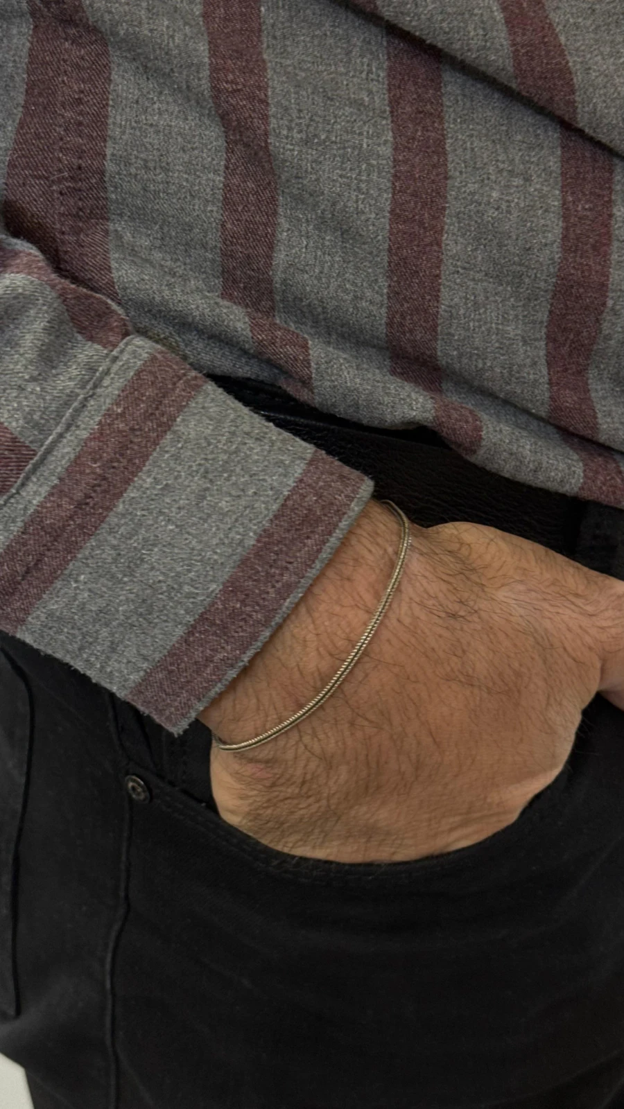 İnce Dokulu Zincir 925 Ayar Gümüş Bileklik