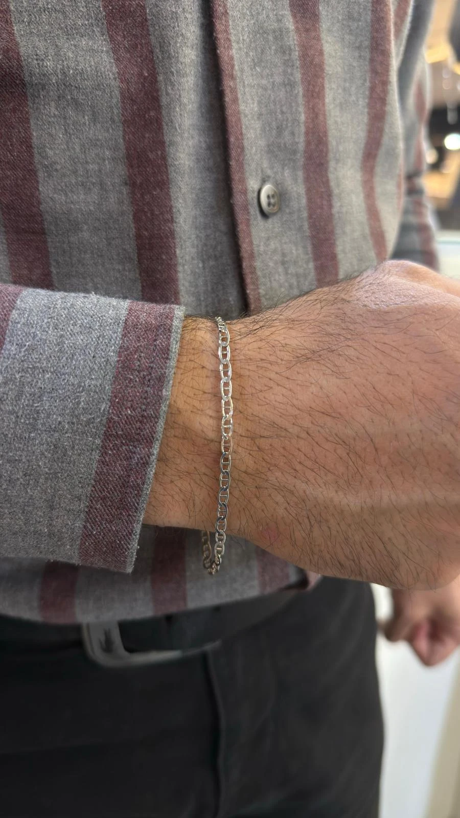 Oval Gemici Zincir 925 Ayar Gümüş Bileklik — 2. küçük fotoğraf